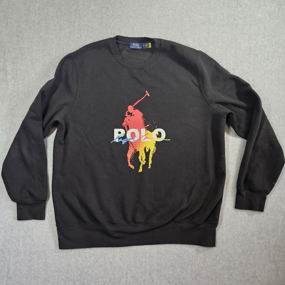 Polo RALPH LAUREN Big Pony Paint Splatter Sweater Size XL Crewneck Sweatshirt
